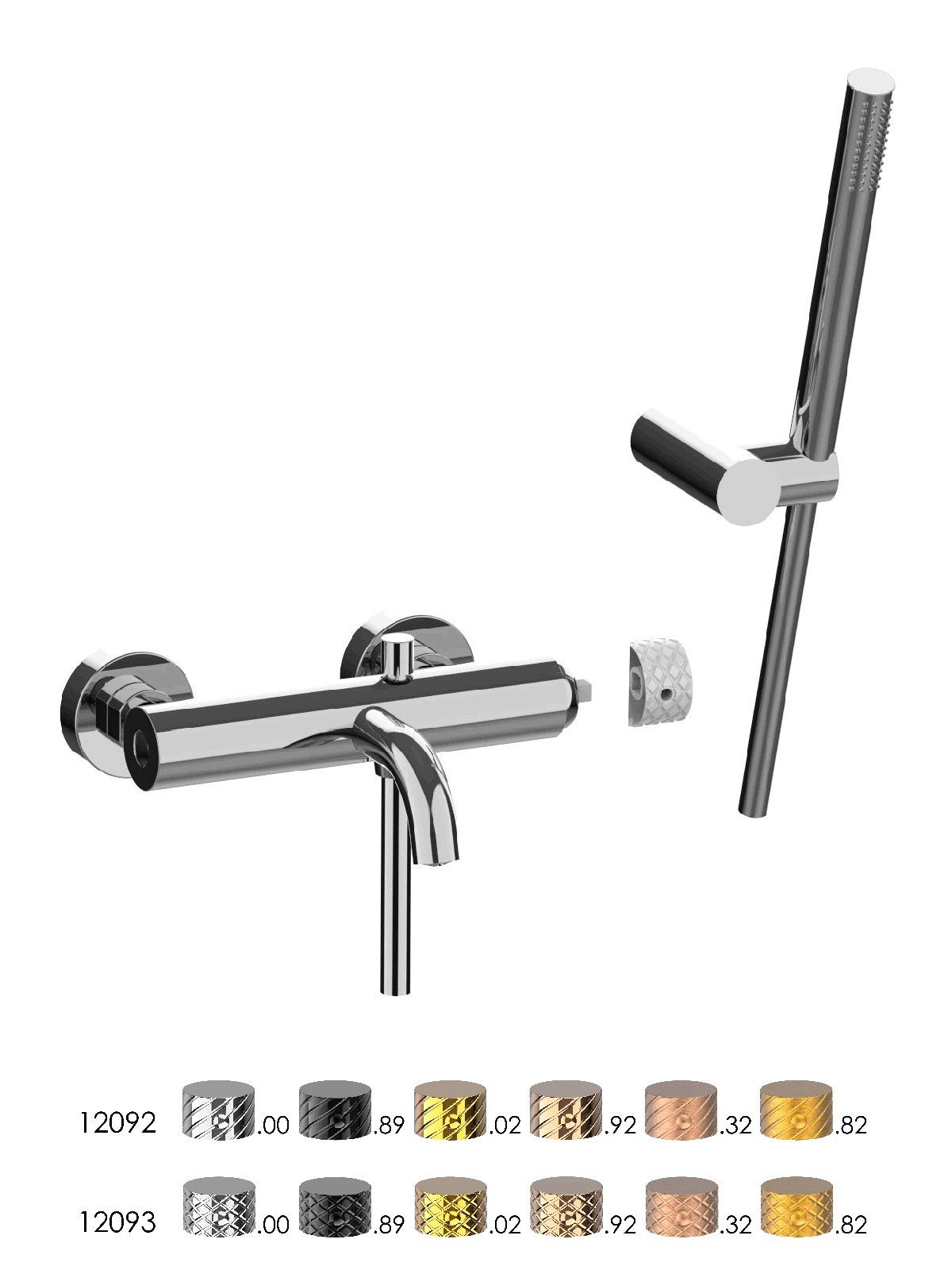 External single-lever bath mixer with duplex shower