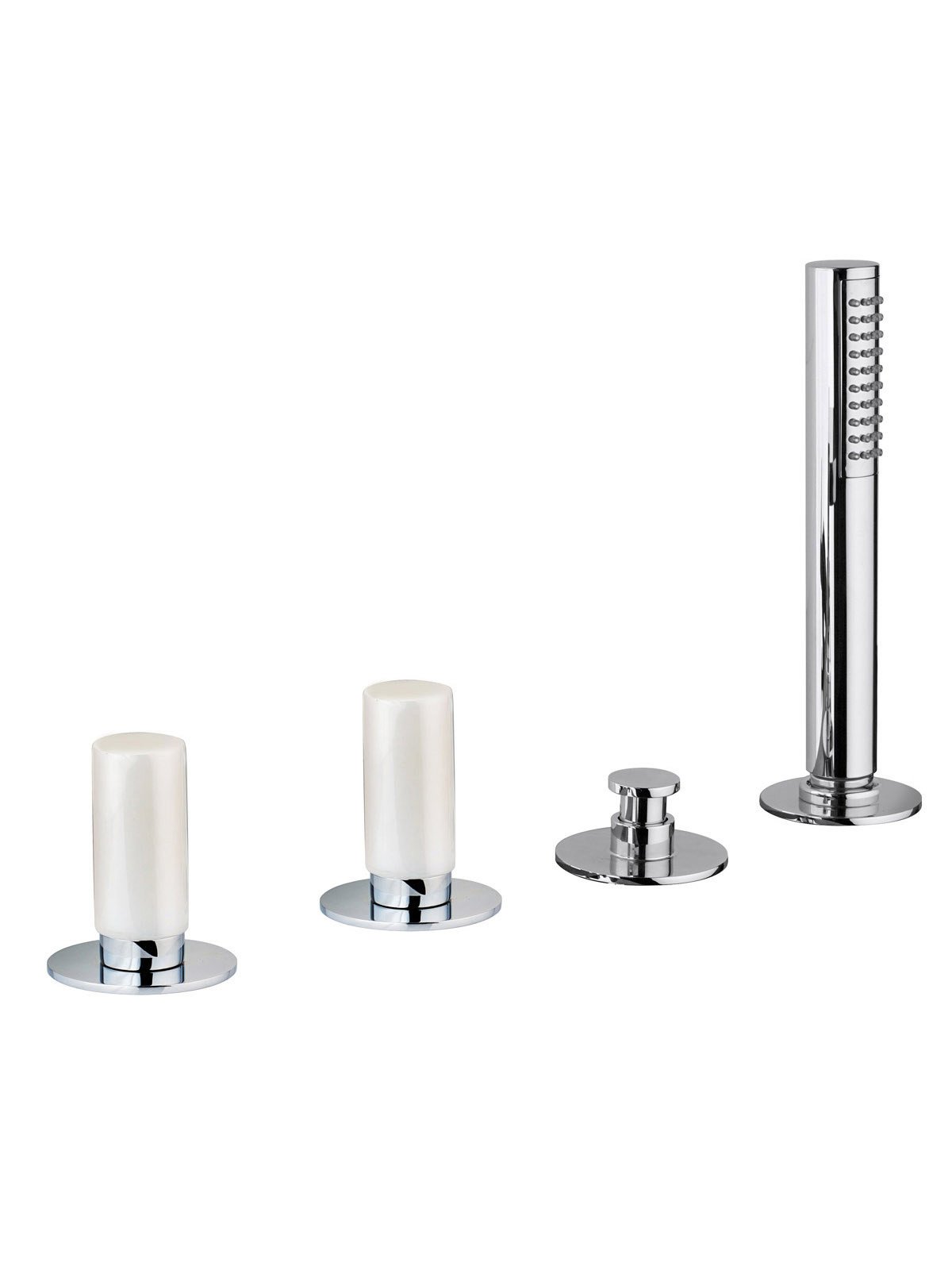 Deck mounted bath mixer with diverter and pull-out shower