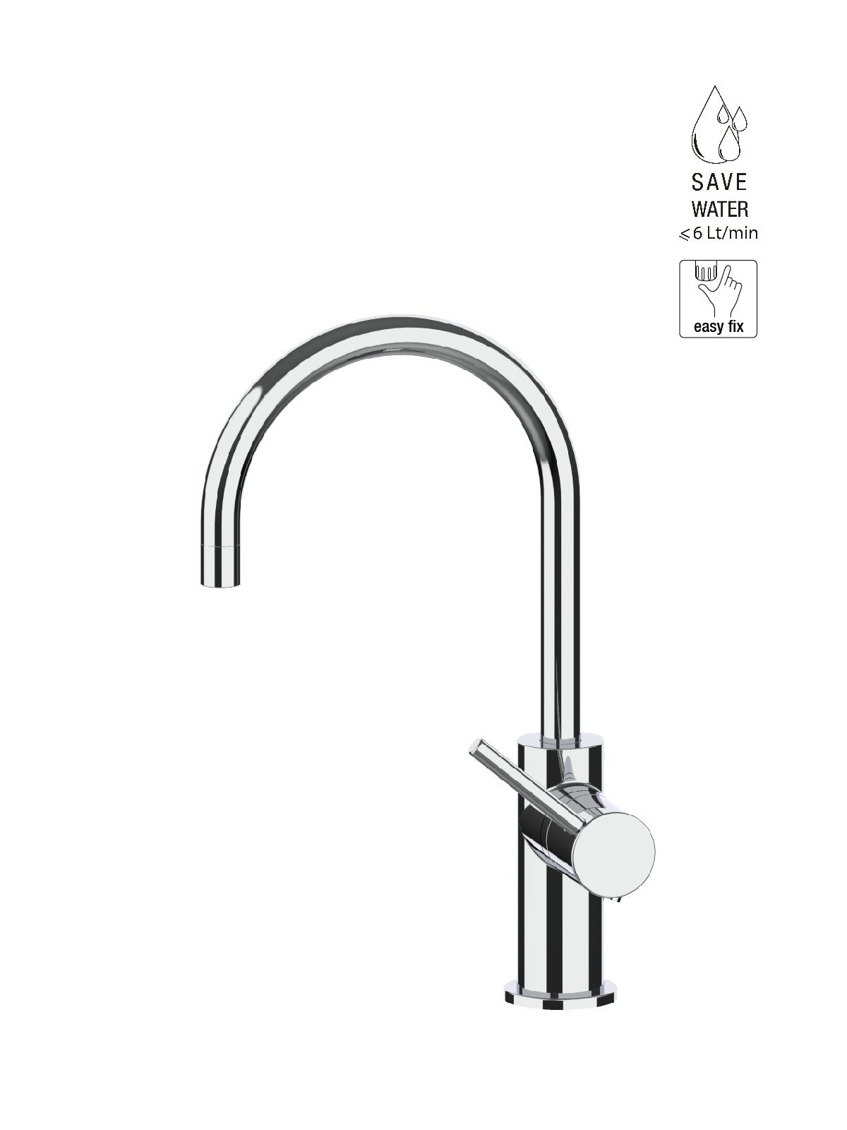 Single-lever washbasin mixer with swivel spout and pop-up waste