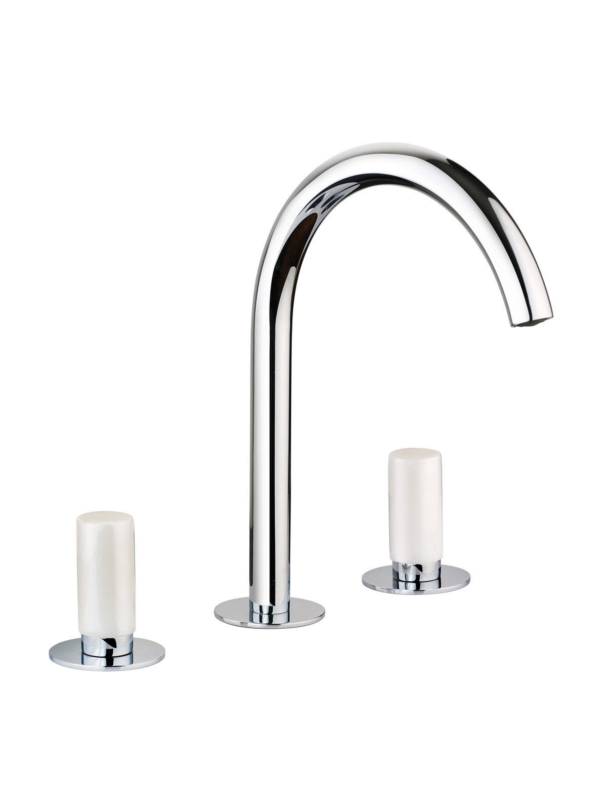 3-hole washbasin mixer with fixed spout without pop-up waste