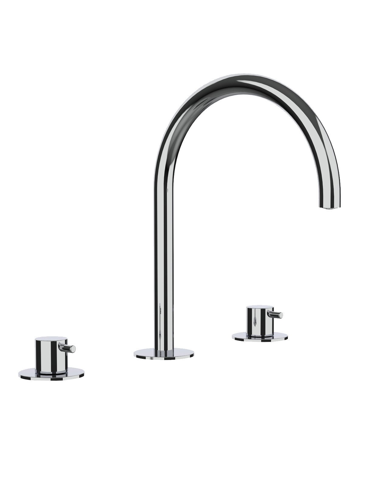 3-hole washbasin mixer with fixed spout without pop-up waste