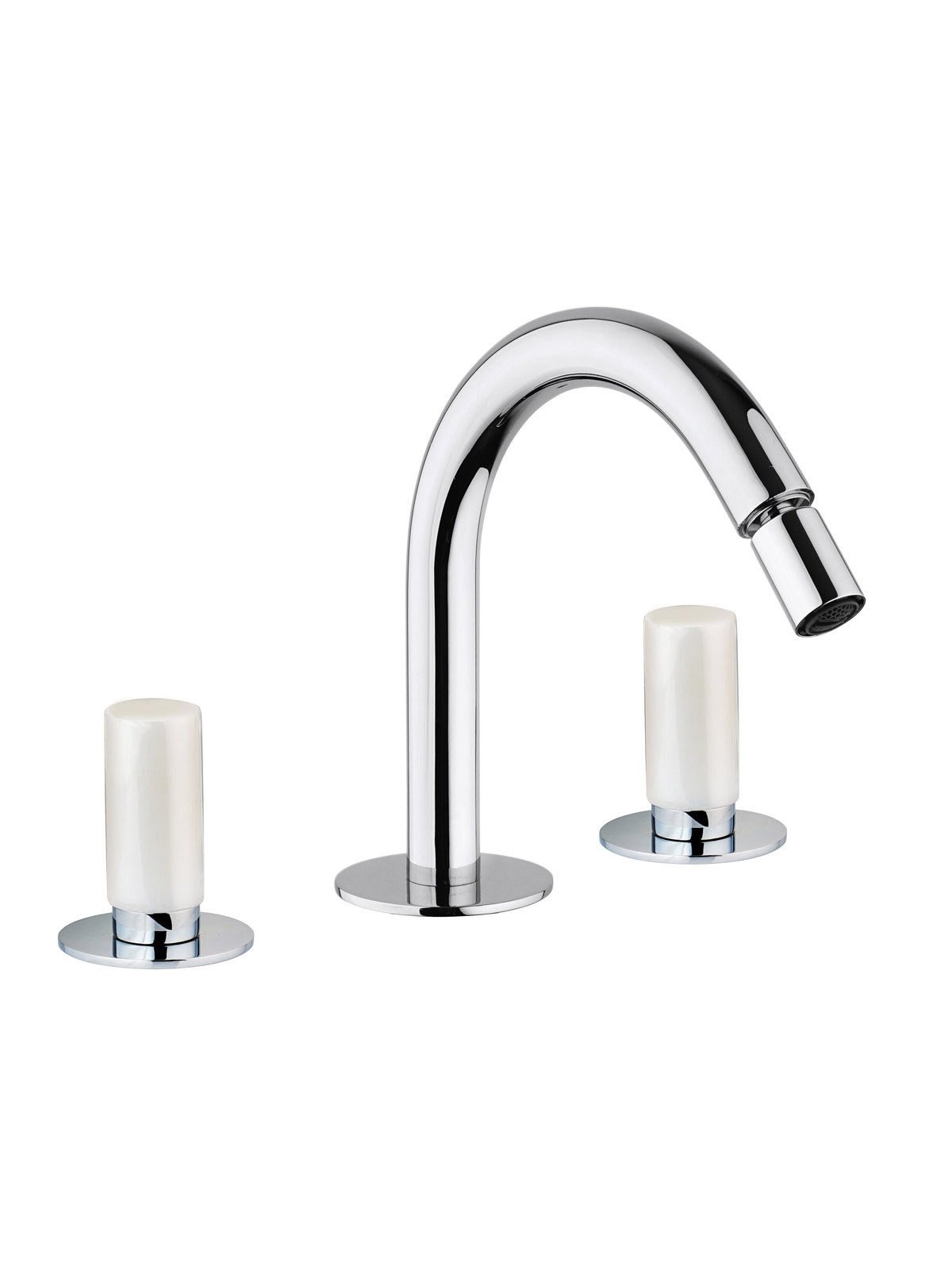 3-hole bidet mixer with fixed spout without pop-up waste