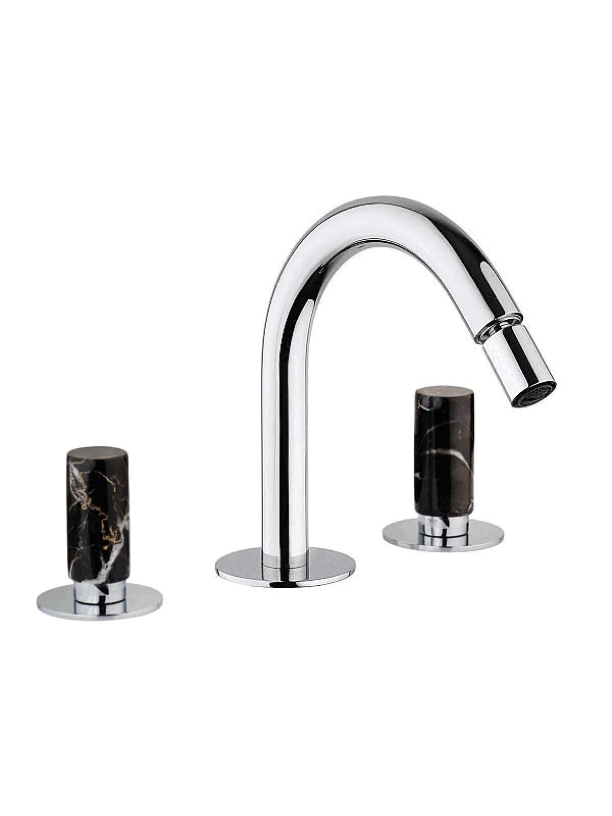 3-hole bidet mixer with fixed spout without pop-up waste