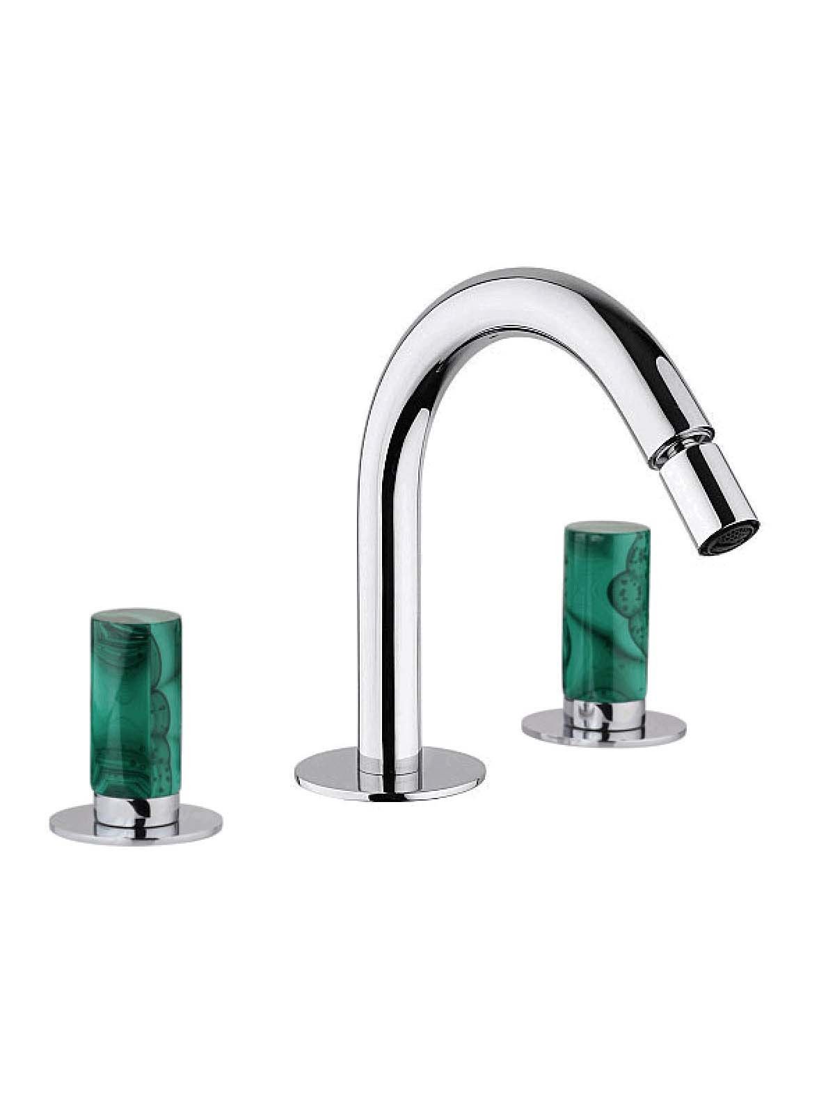 3-hole bidet mixer with fixed spout without pop-up waste