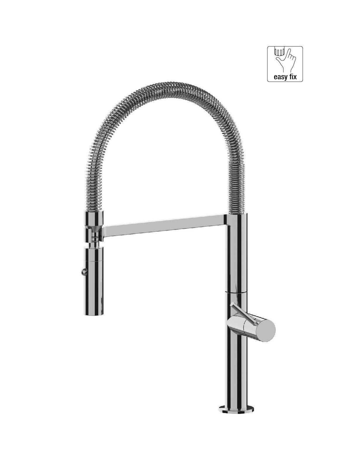 Single-lever sink mixer with spring and  2-jet pull-out shower