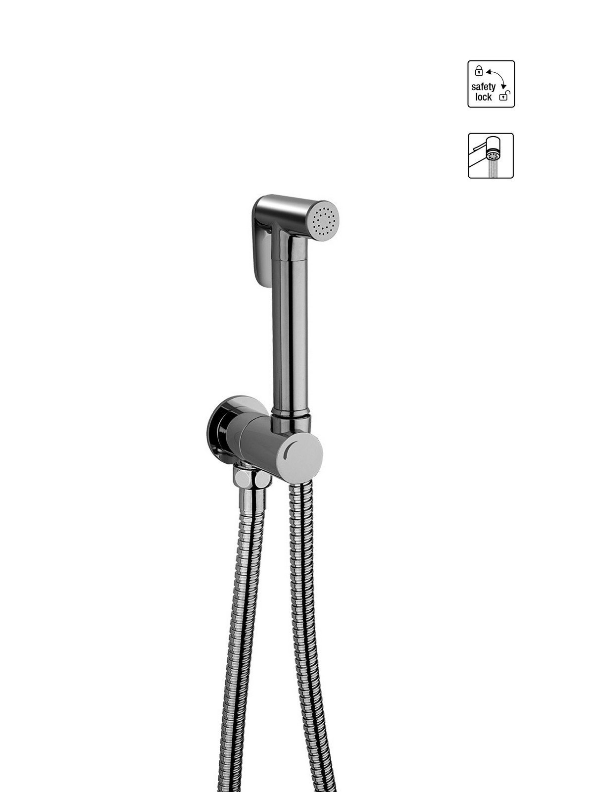 Water spray double click hand shower with double lock cross flex