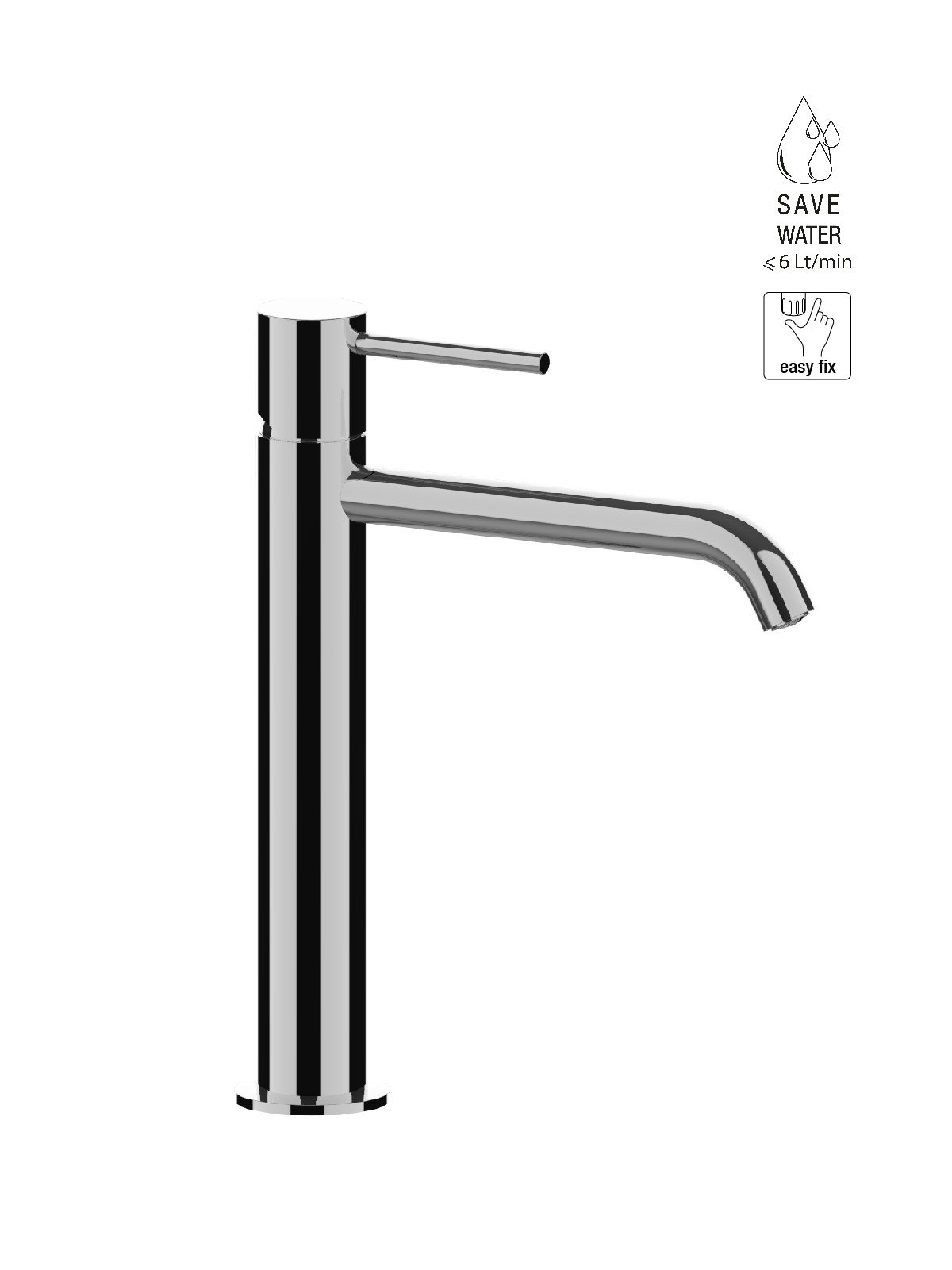 Medium version single-lever washbasin mixer without waste