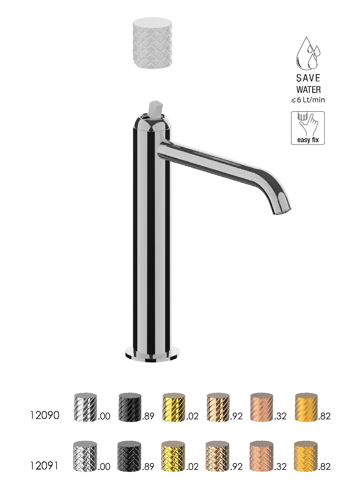 Medium version single-lever washbasin mixer without waste