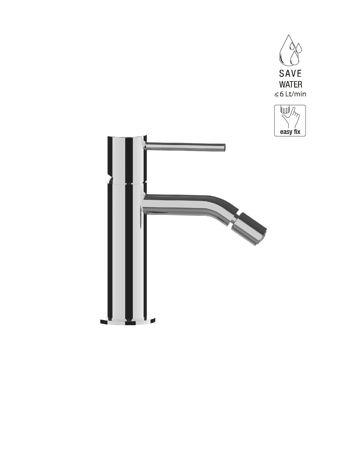 Single-lever bidet mixer without pop-up waste