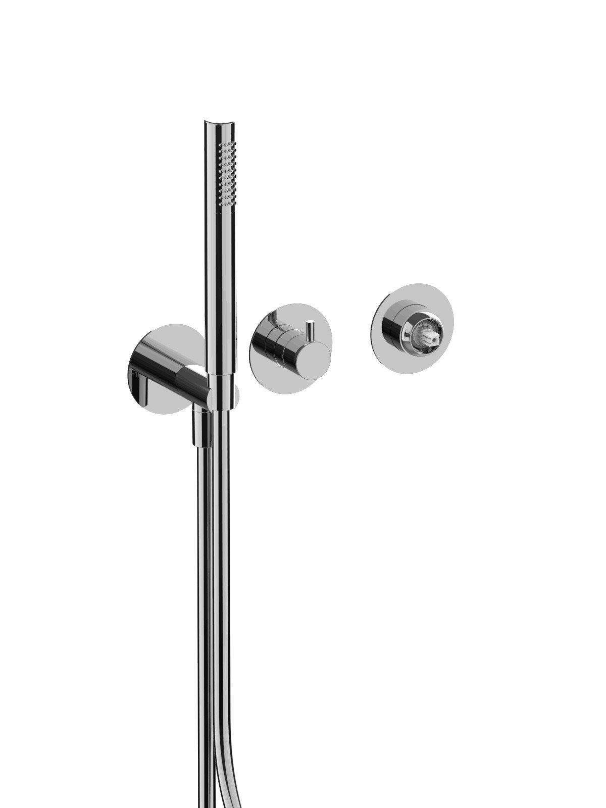 External set for built-in bath mixer with 3-way ceramic discs di