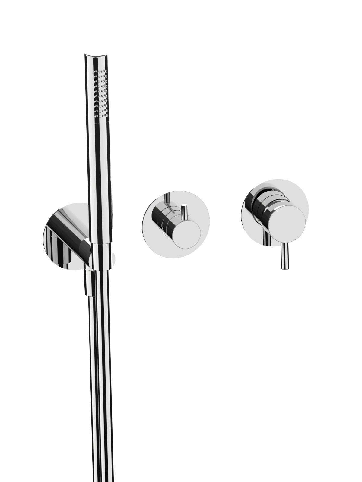 External set for built-in bath mixer with 3-way ceramic discs di