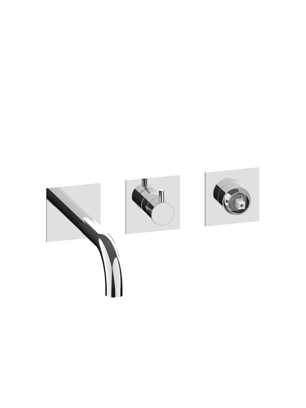 External set for built-in bath mixer with 3-way ceramic discs di