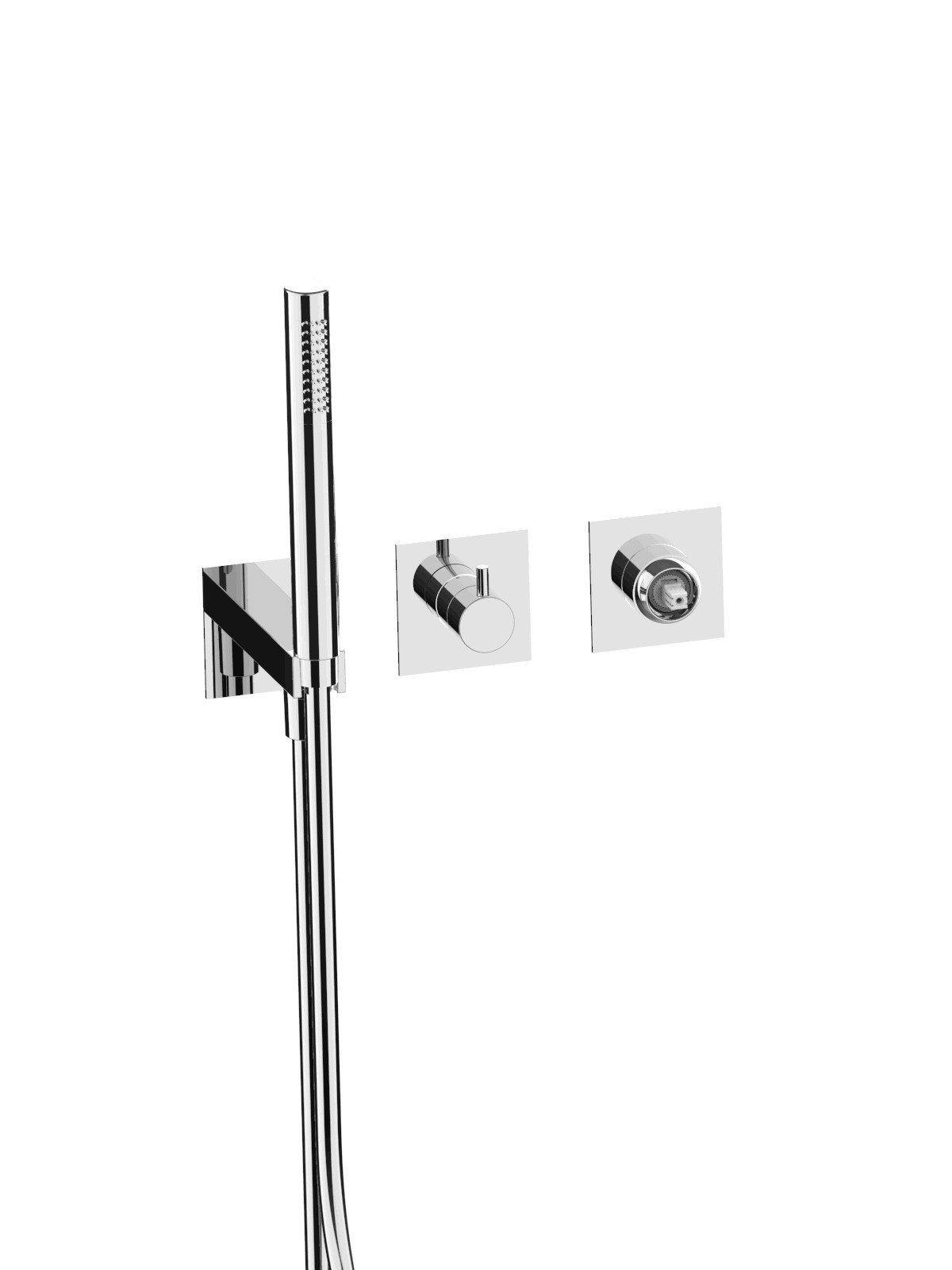 External set for built-in bath mixer with 3-way ceramic discs di