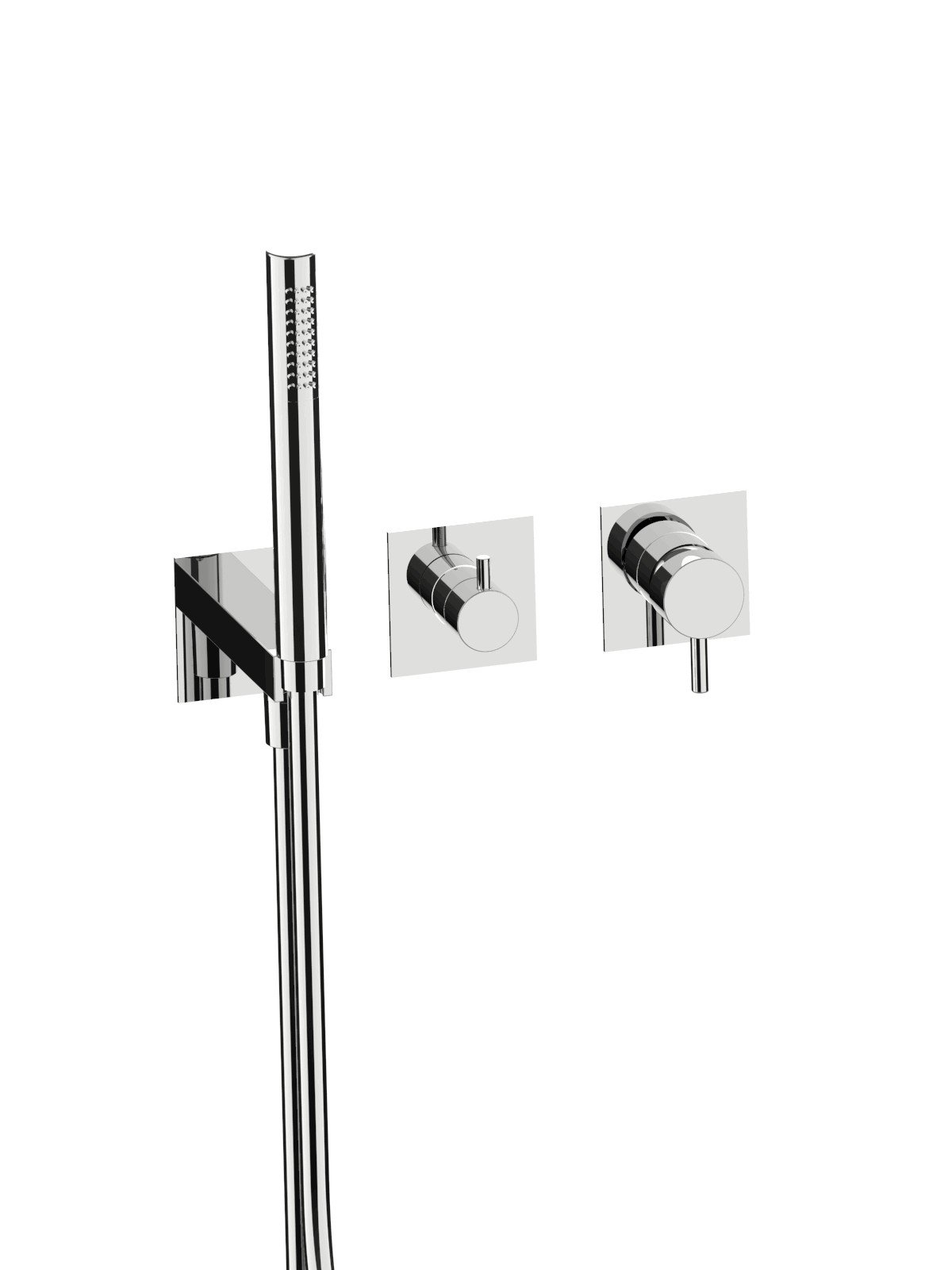 External set for built-in bath mixer with 3-way ceramic discs di