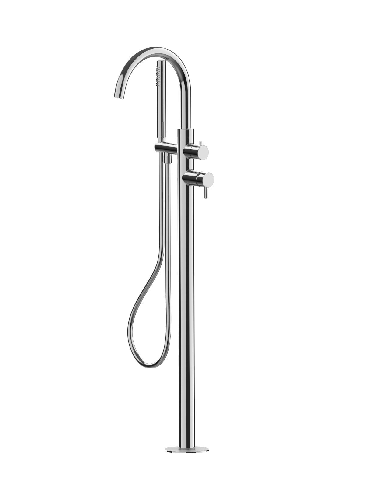 External visible components free standing bath mixer