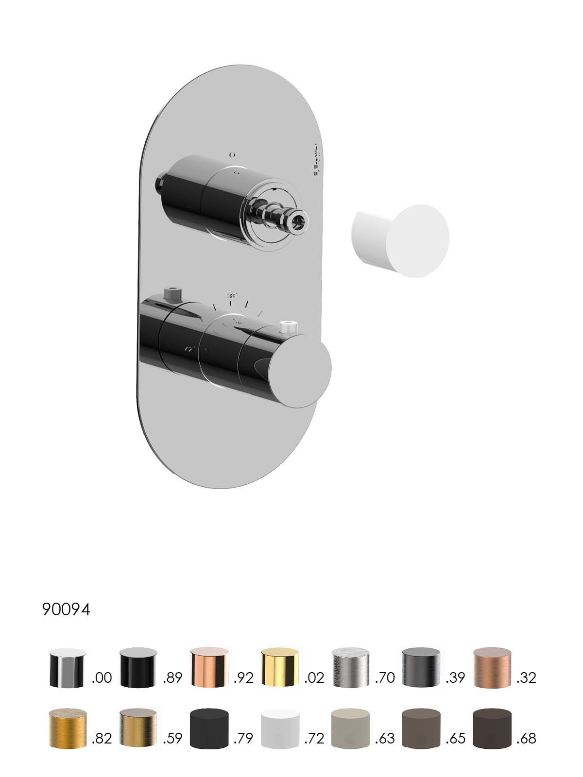 External visible components built-in thermostatic shower 2 ways