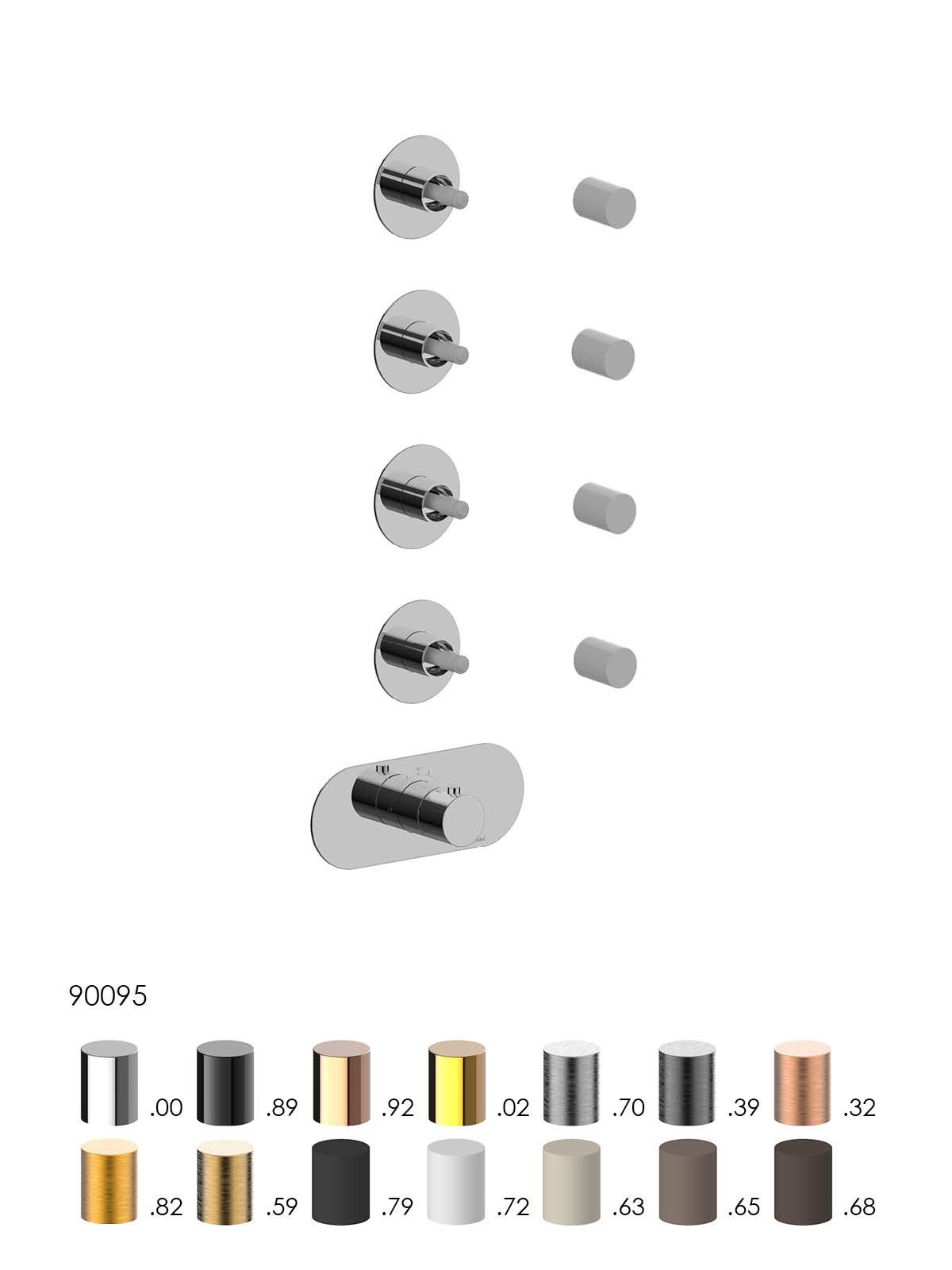 External components 4-way thermostatic built-in shower manifold