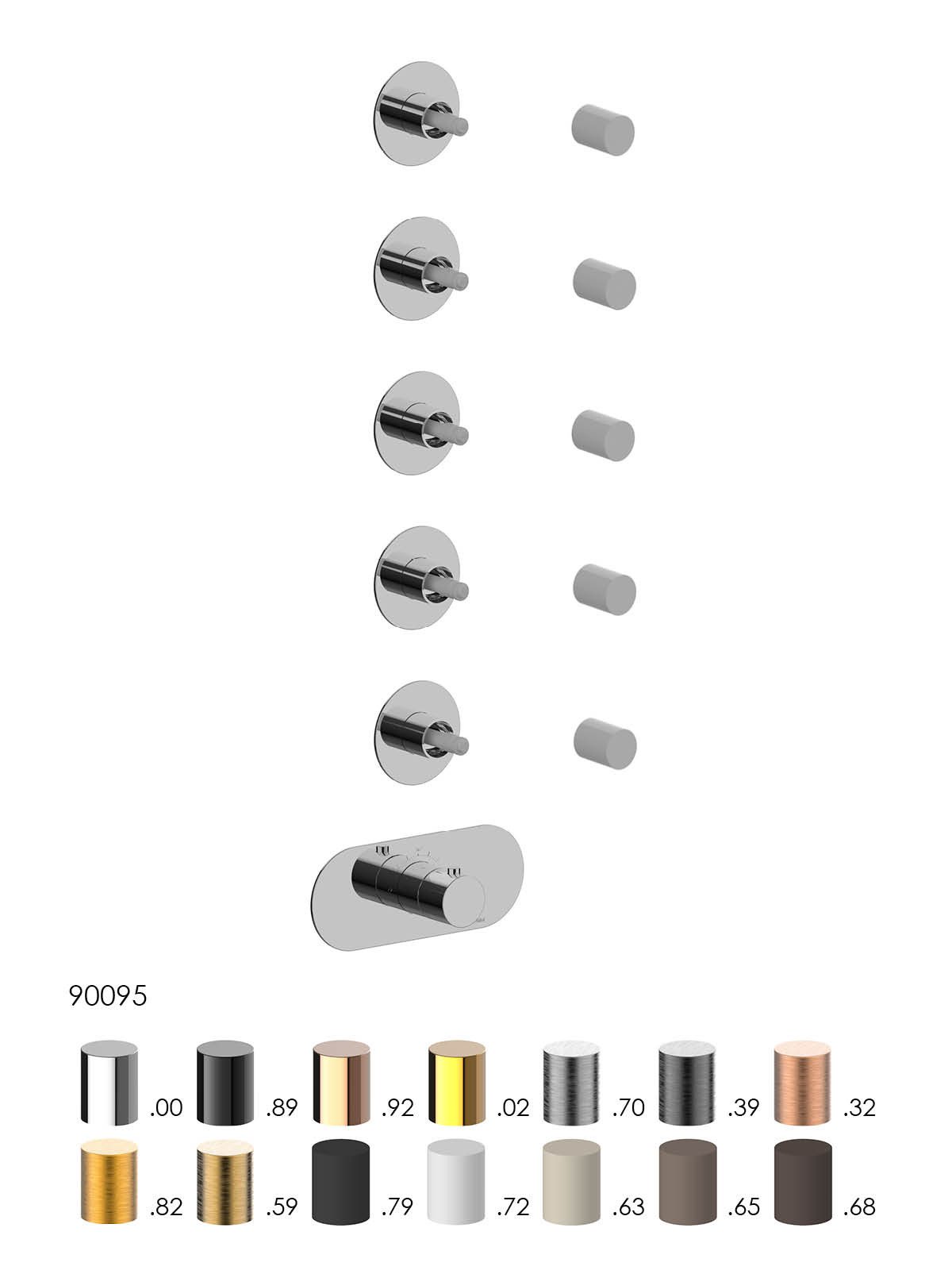 External components 5-way thermostatic built-in shower manifold