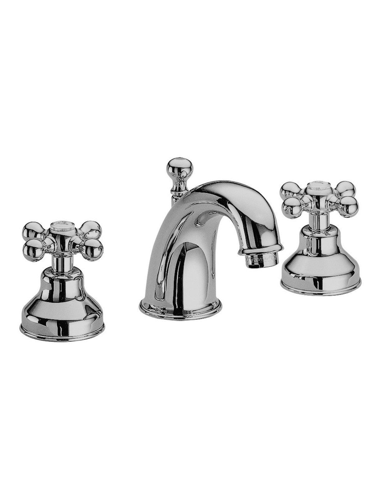 Three hole washbasin mixer with pop-up waste, longer uprights