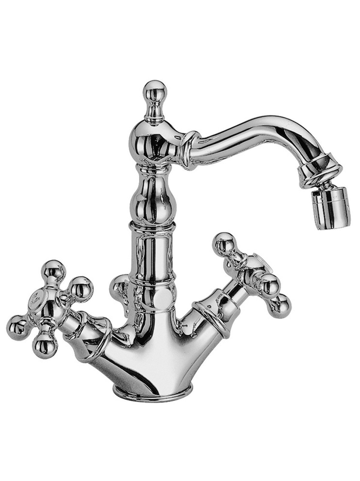 Single-hole bidet mixer with old-style spout and 1”1/4 pop-up wa