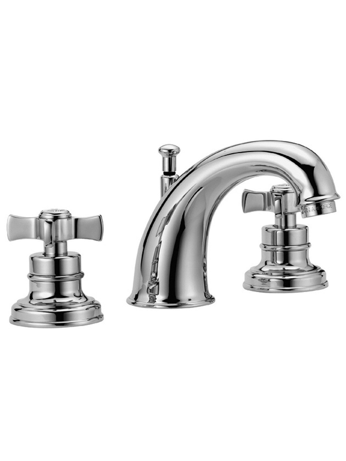 Three hole washbasin mixer with pop-up waste, longer uprights