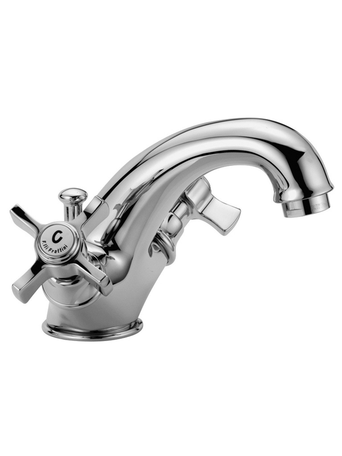 Single-hole washbasin mixer with pop-up waste