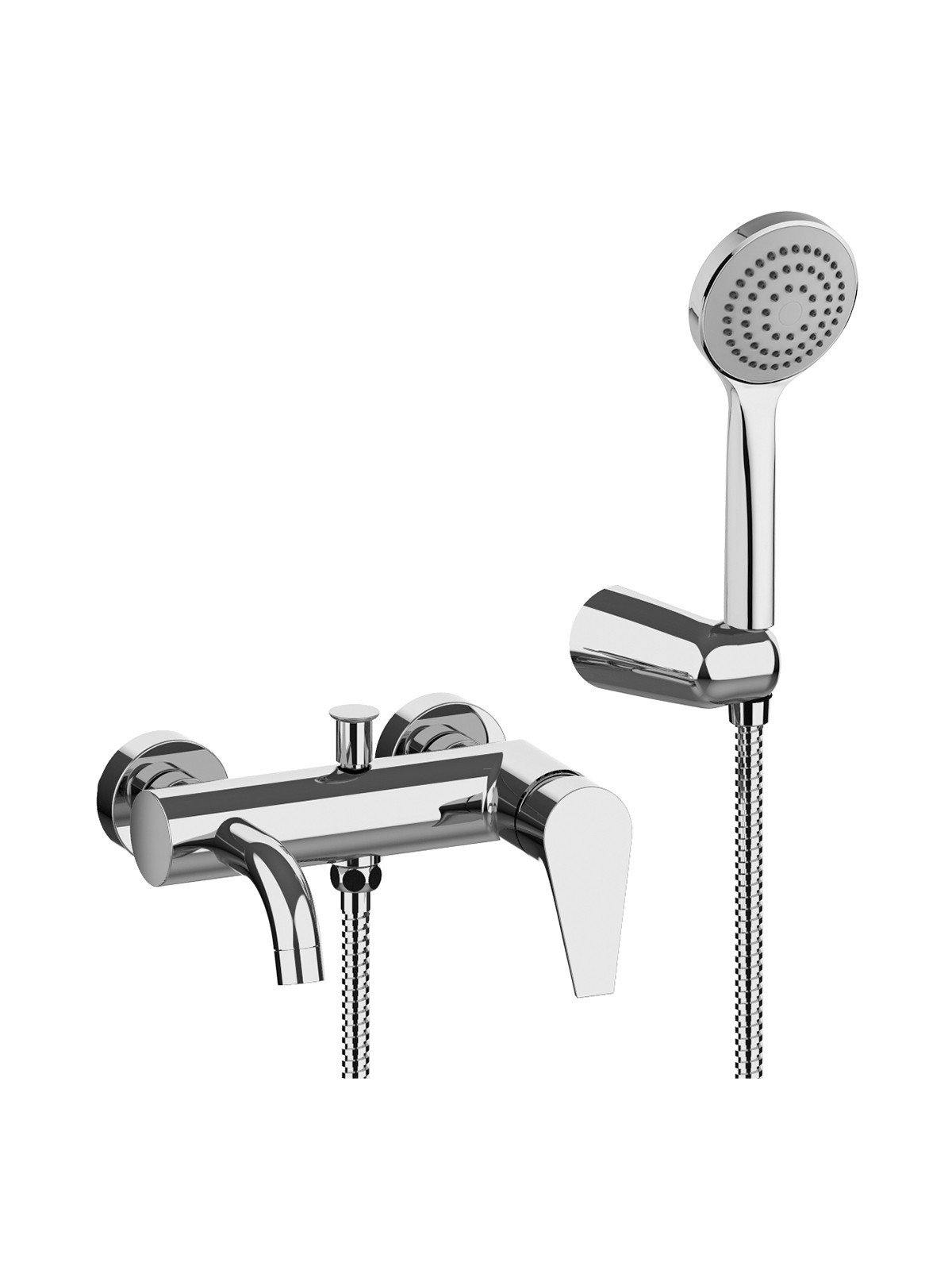 External single-lever bath mixer with duplex shower