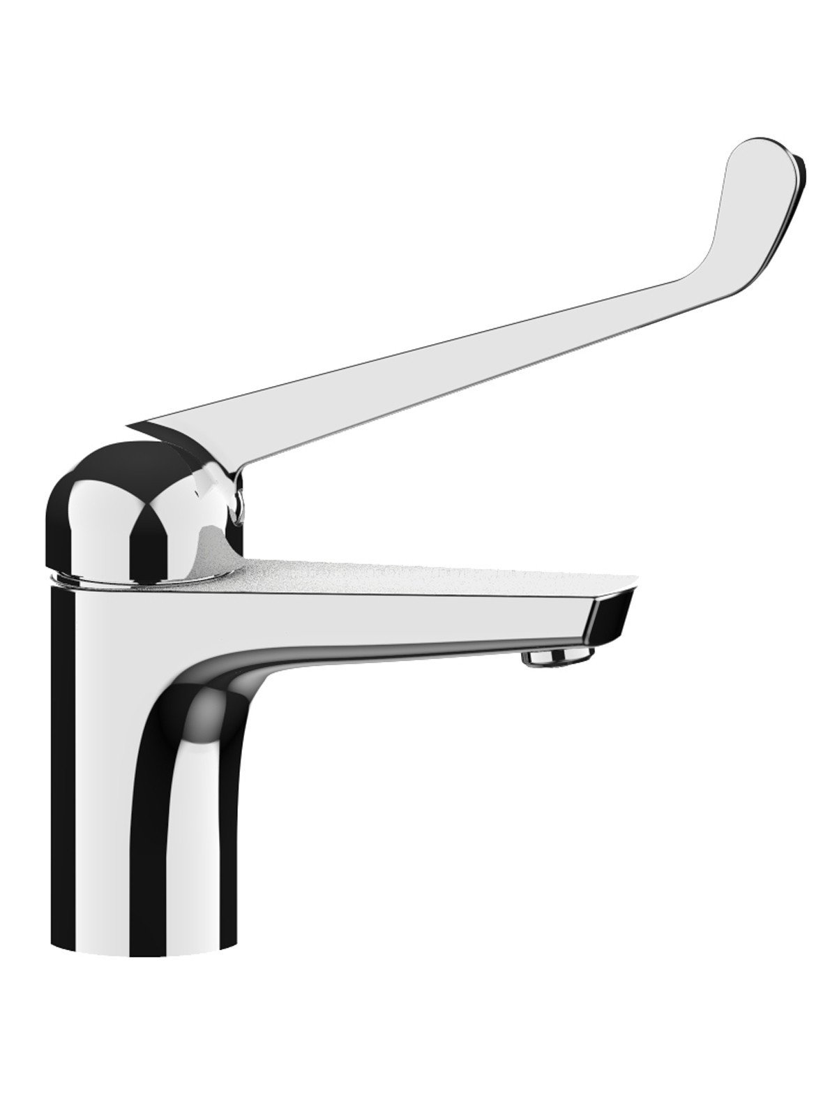 Long-lever washbasin mixer without waste