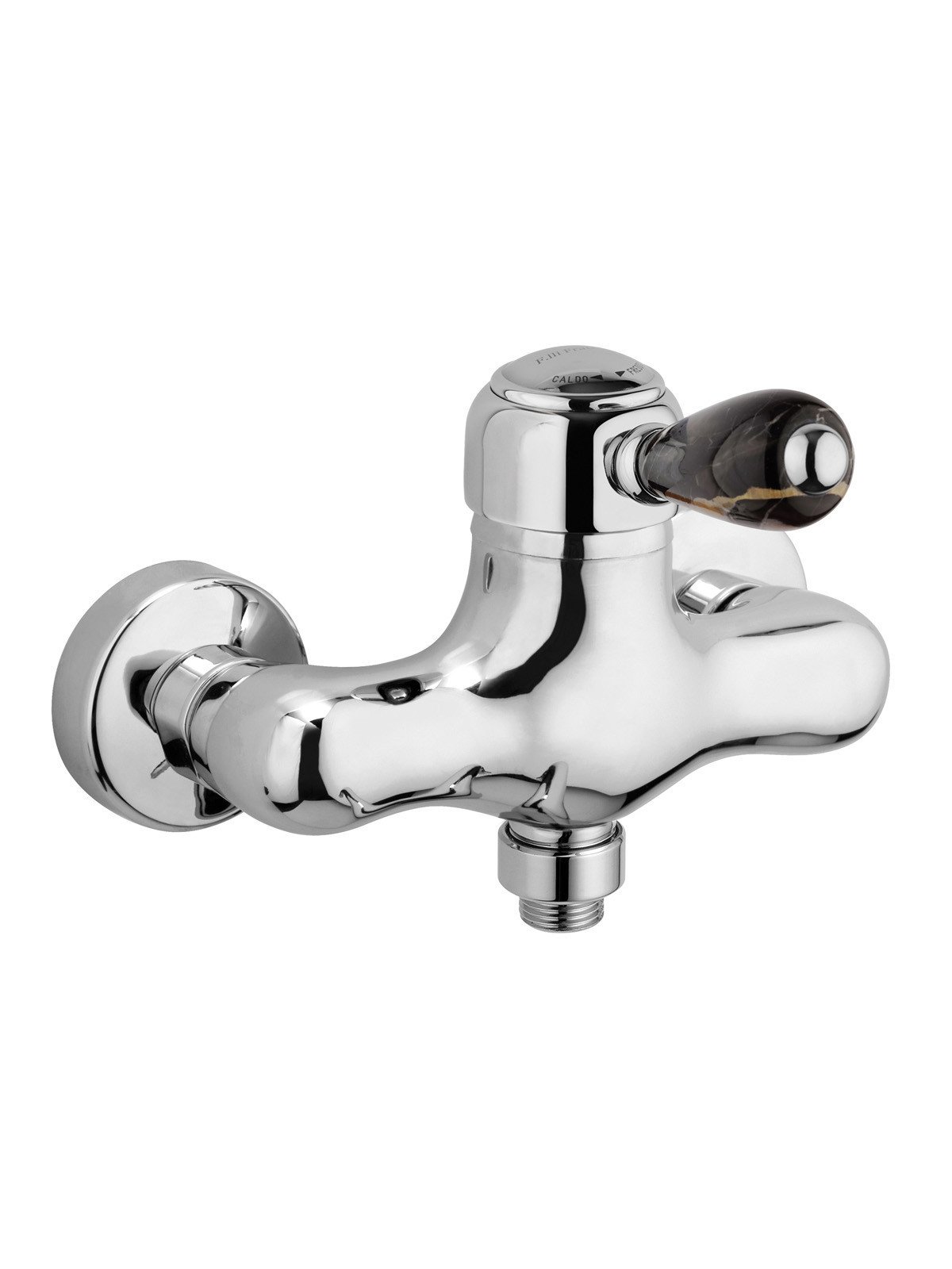 External single-lever shower mixer with lower connection
