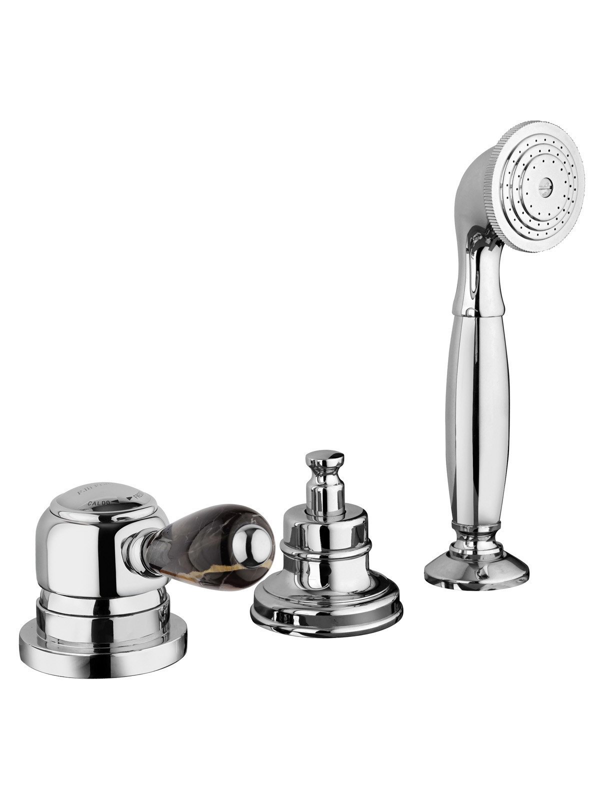 External single-lever bath mixer with duplex shower