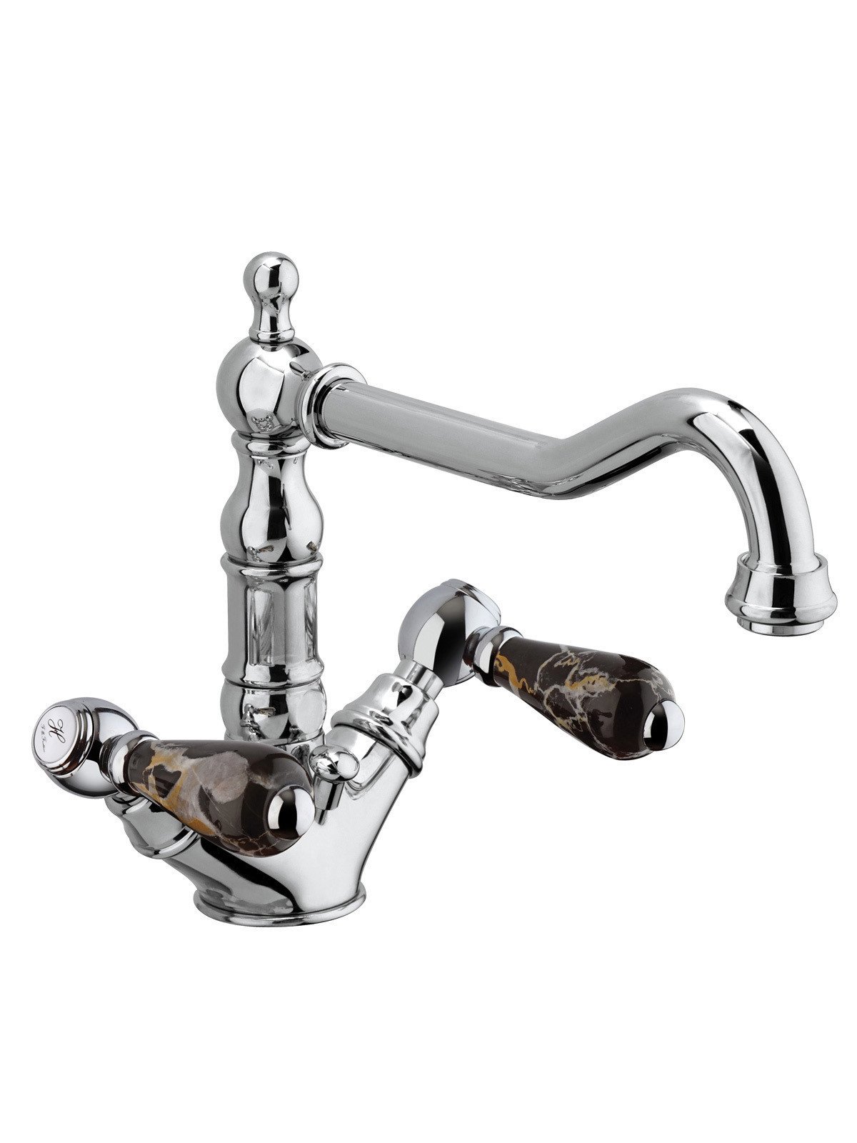 Single-hole sink mixer with old-style spout