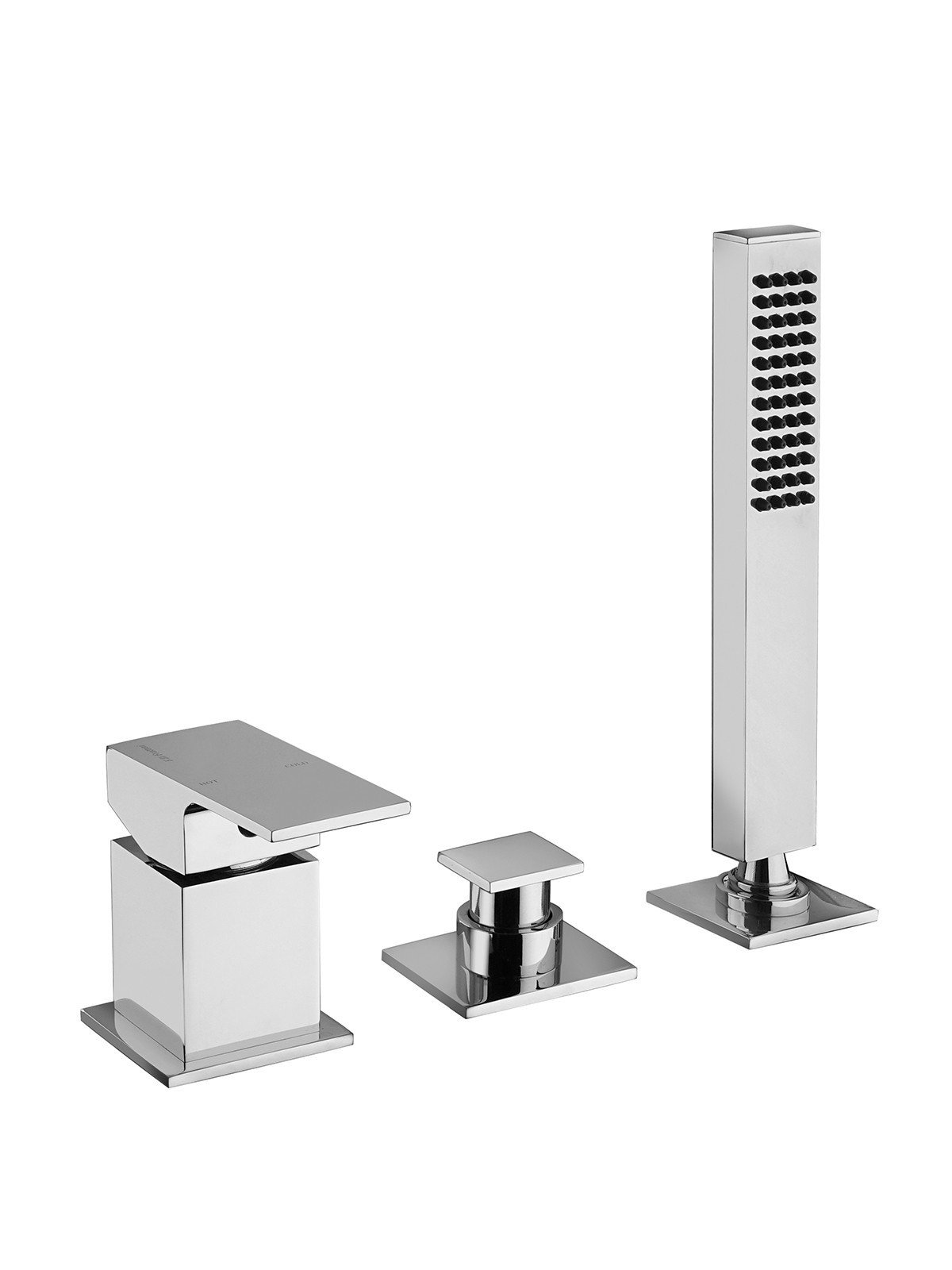 Deck mounted bath mixer with diverter and pull-out shower