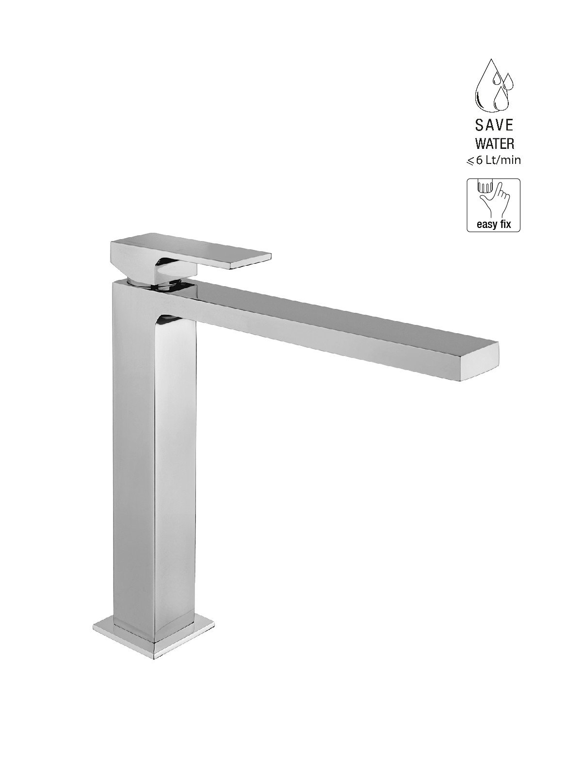 Medium version single-lever washbasin mixer without waste