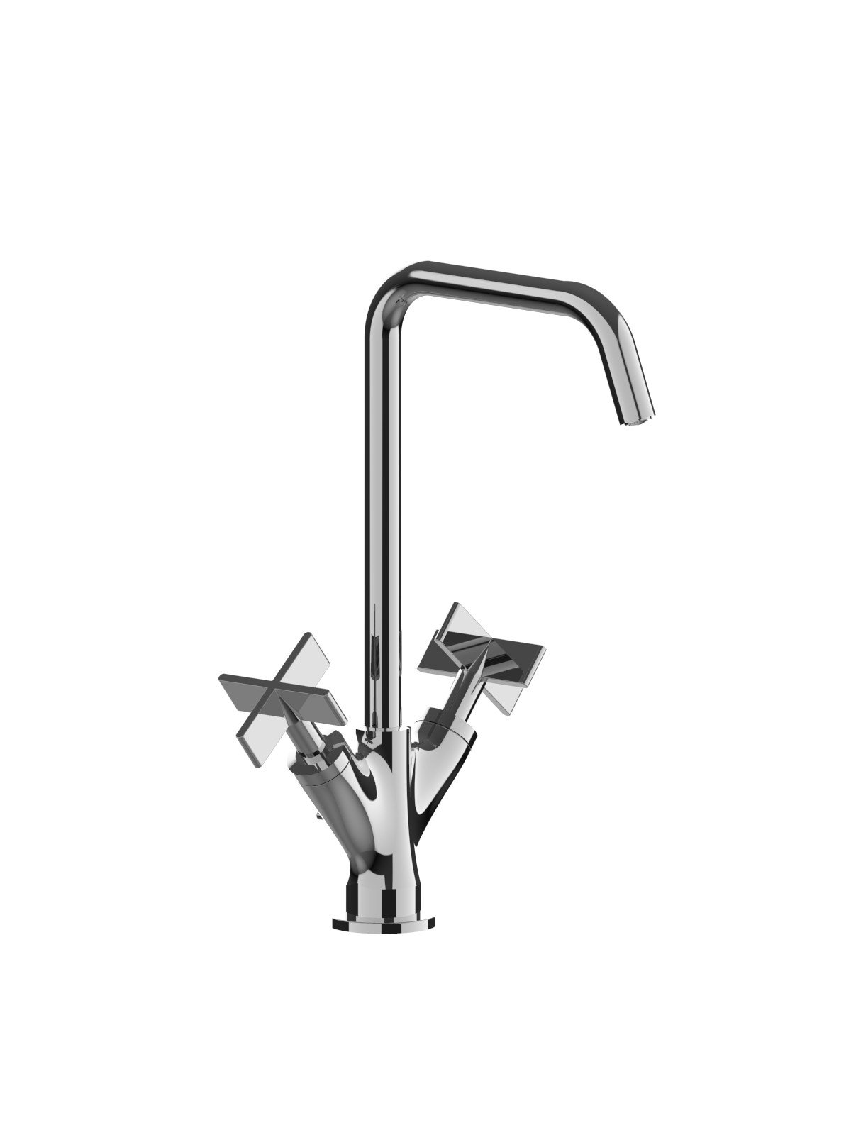 Single-hole washbasin mixer with swivel spout