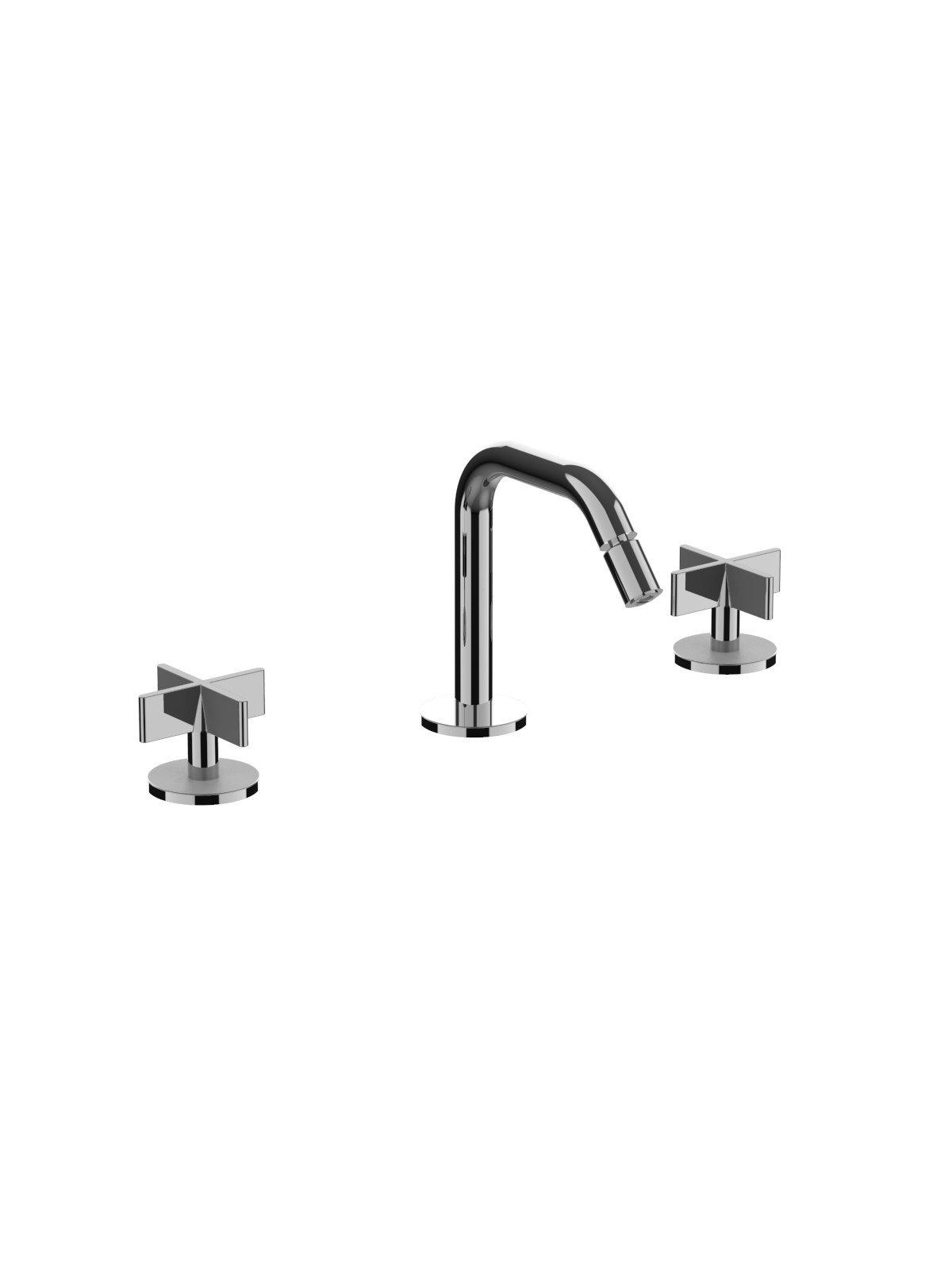 3-hole bidet mixer with longer uprights without pop-up waste