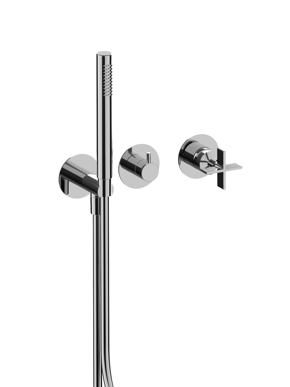 External set for built-in bath mixer with 3-way ceramic discs di