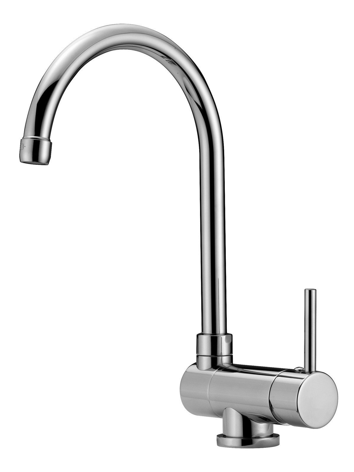 Single-hole mixer with swivel, fold-down spout for windows
