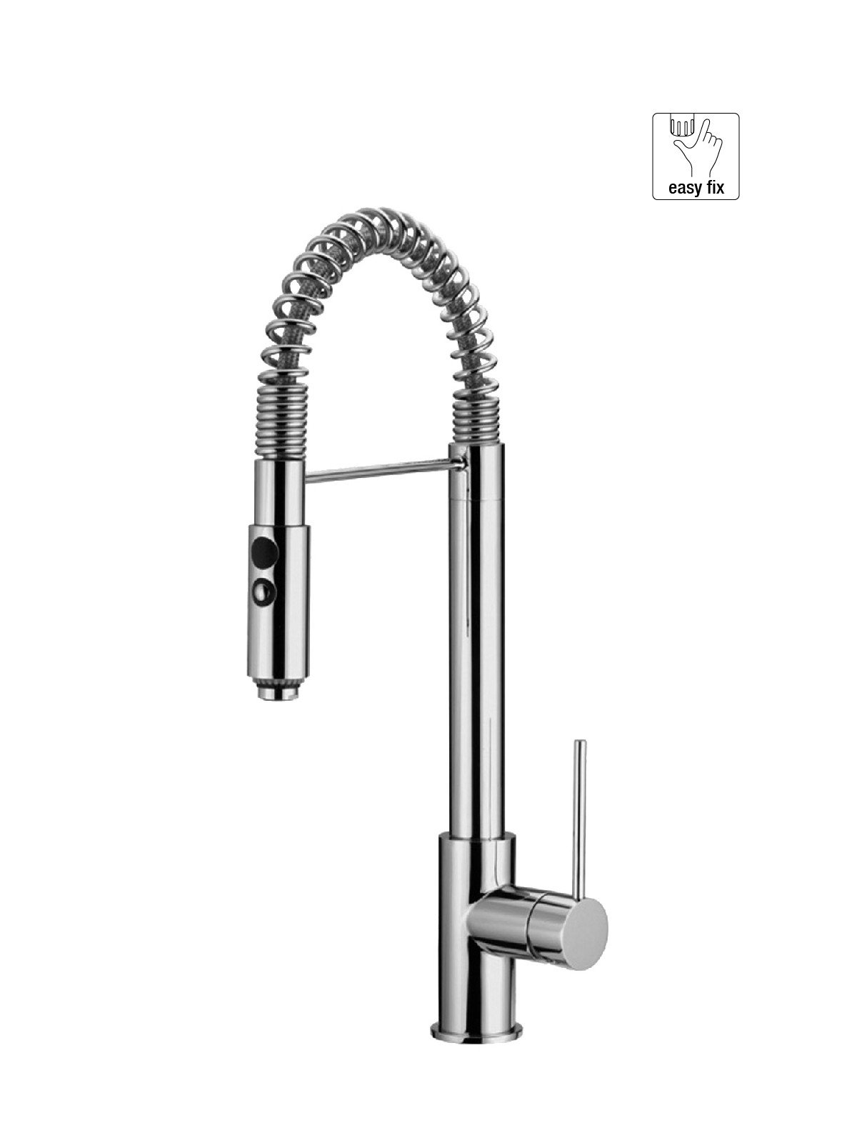 Single-lever sink mixer with spring and 2-jet pull-out shower