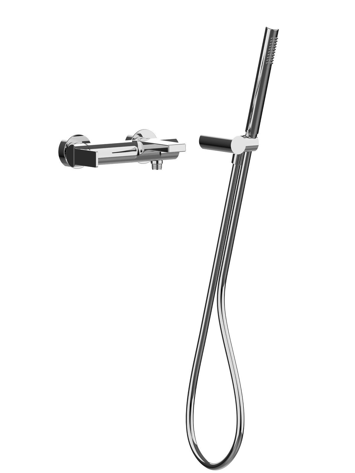 External single-lever bath mixer with duplex shower