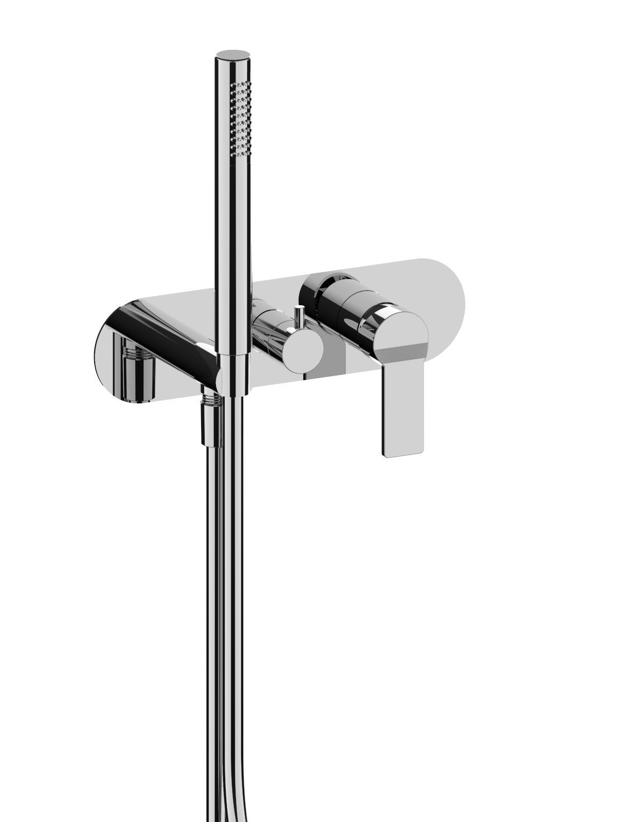 External visible components 3-way built-in mixer with handshower