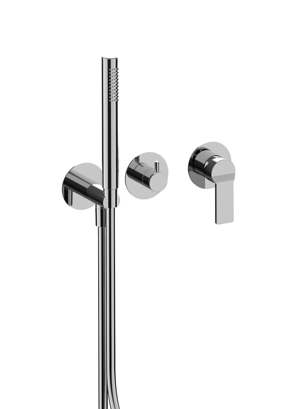 External set for built-in bath mixer with 3-way ceramic discs di