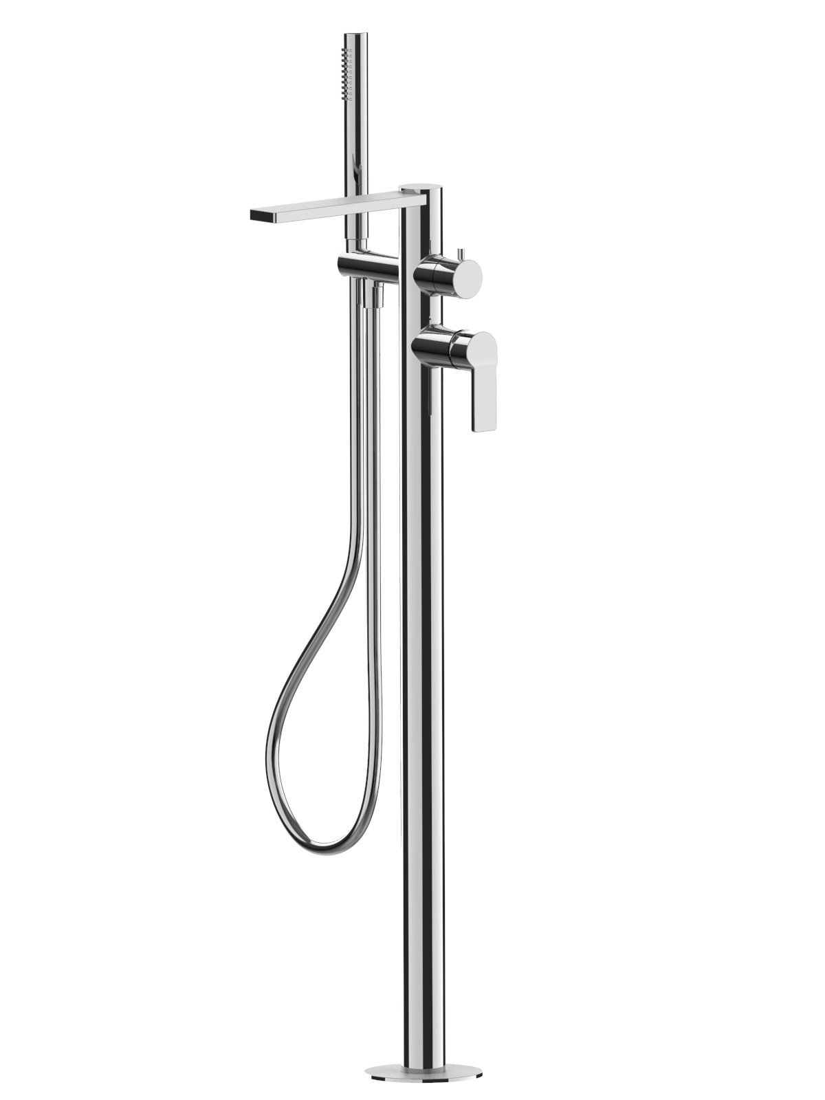 External visible components free standing bath mixer