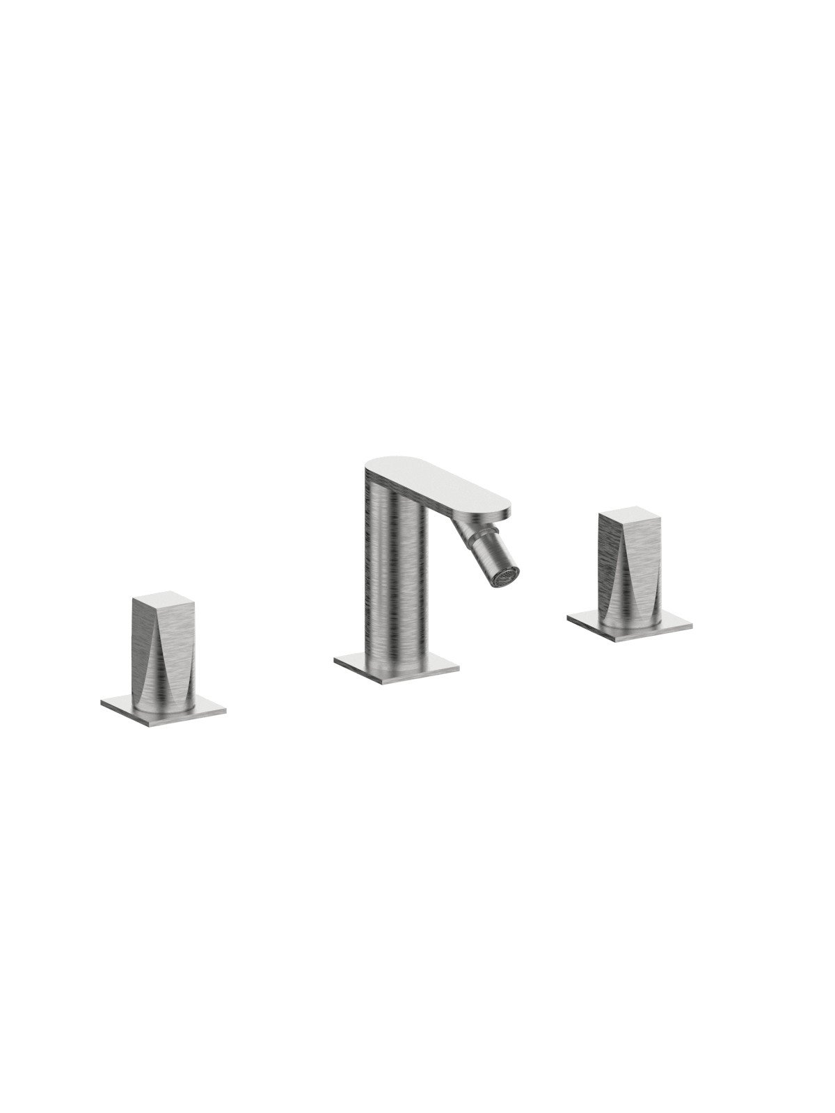 3-hole bidet mixer with fixed spout without pop-up waste