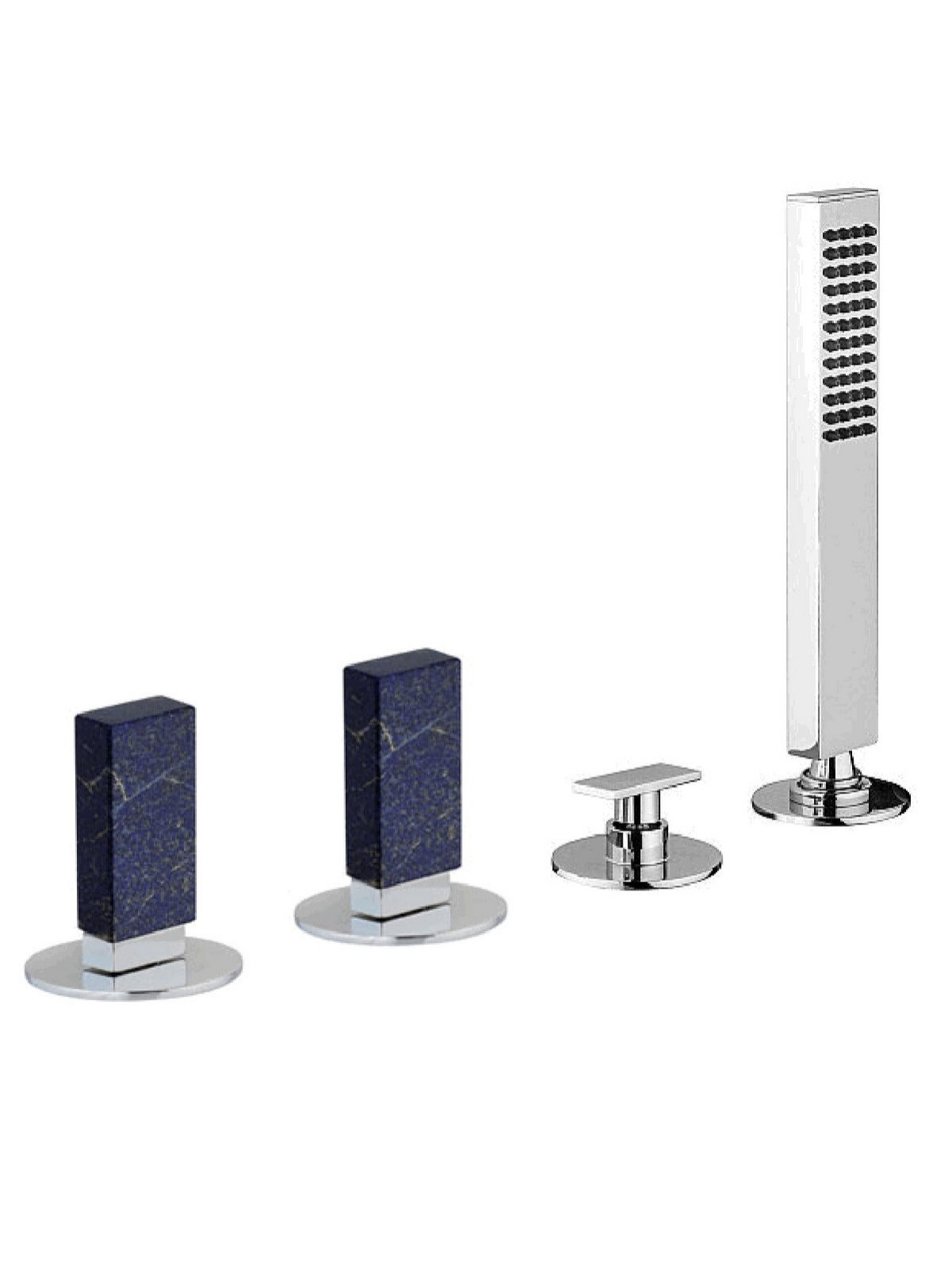 Deck mounted bath mixer with diverter and pull-out shower