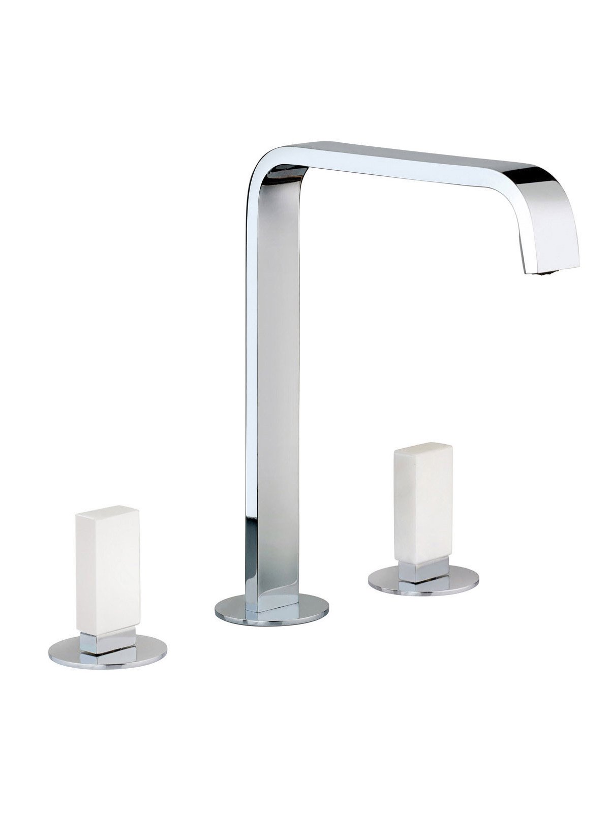 3-hole washbasin mixer with fixed spout without pop-up waste