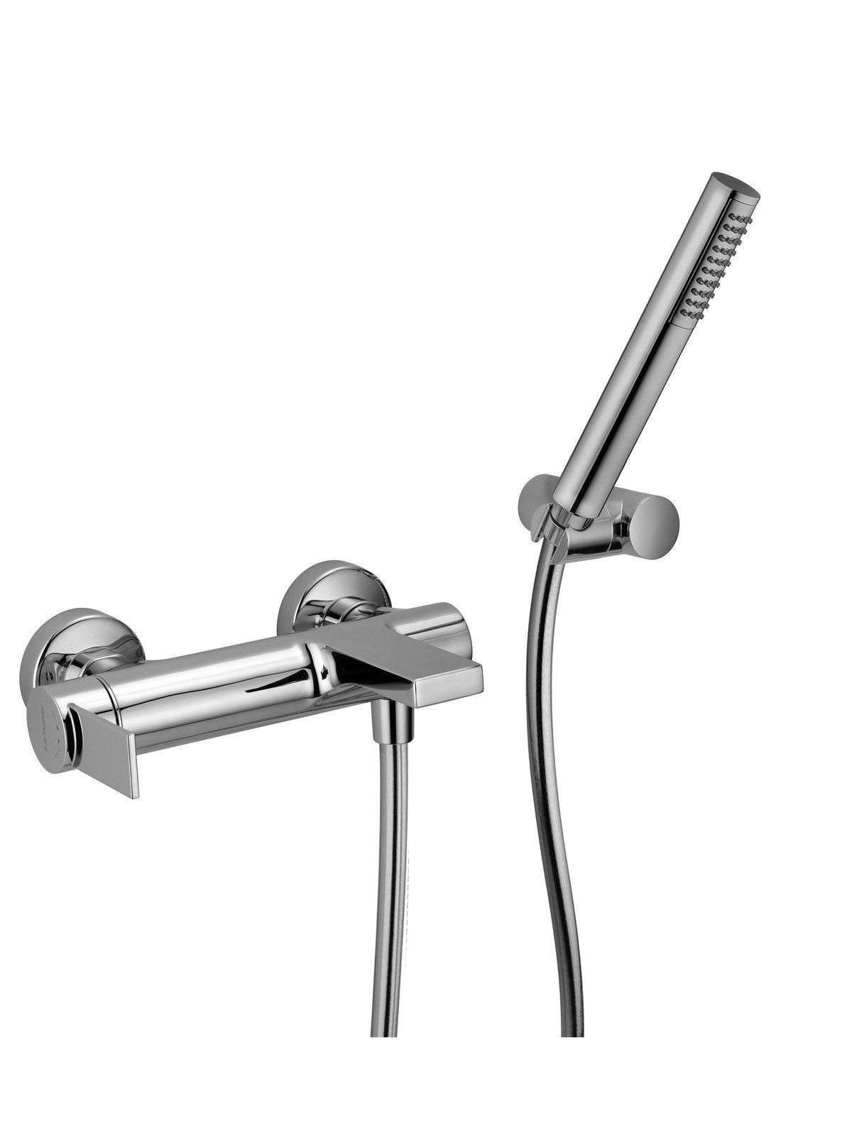 External single-lever bath mixer with duplex shower