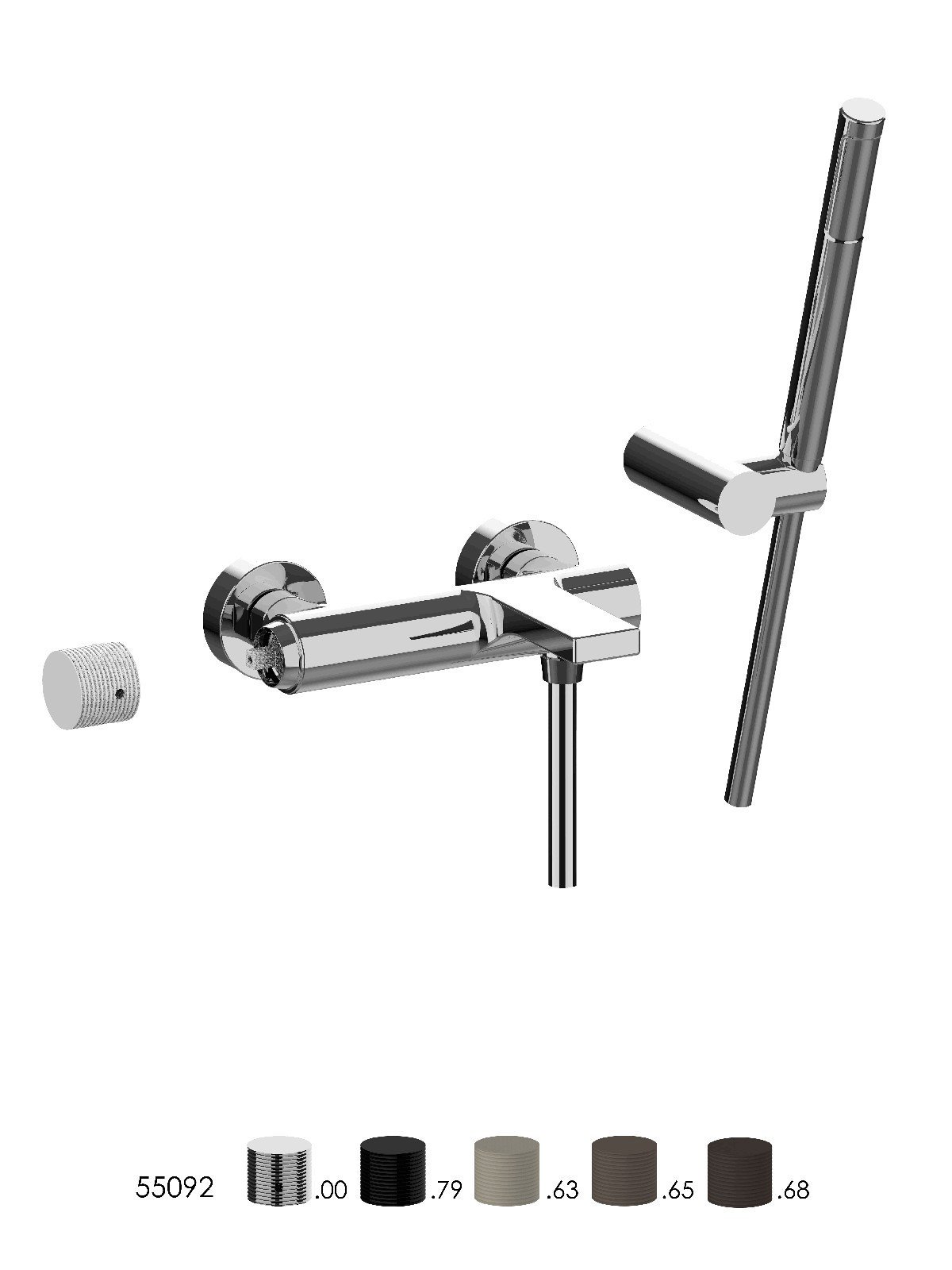 External single-lever bath mixer with duplex shower