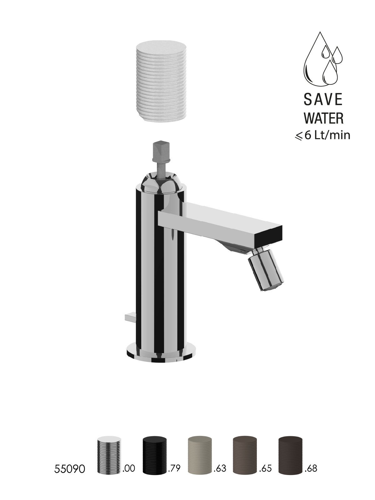 Single-lever bidet mixer with 1-1/4pop-up waste