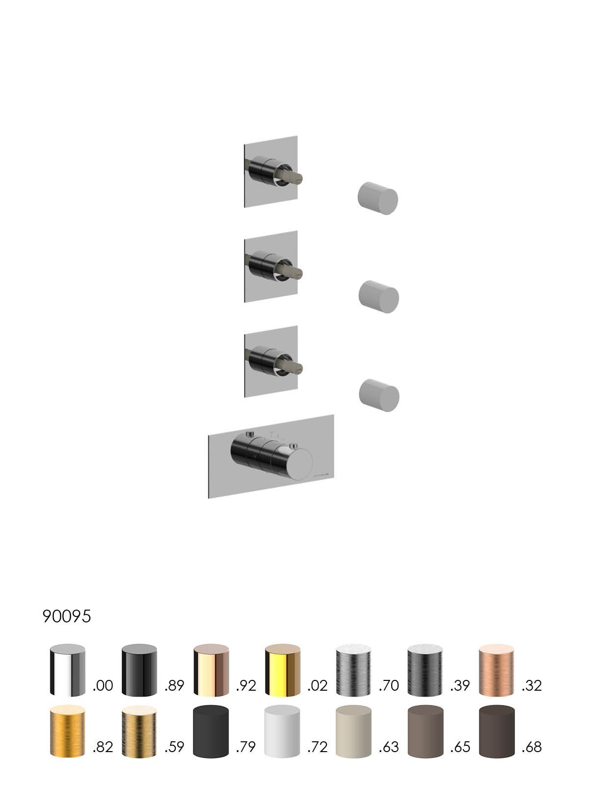 External components 3-way thermostatic built-in shower manifold