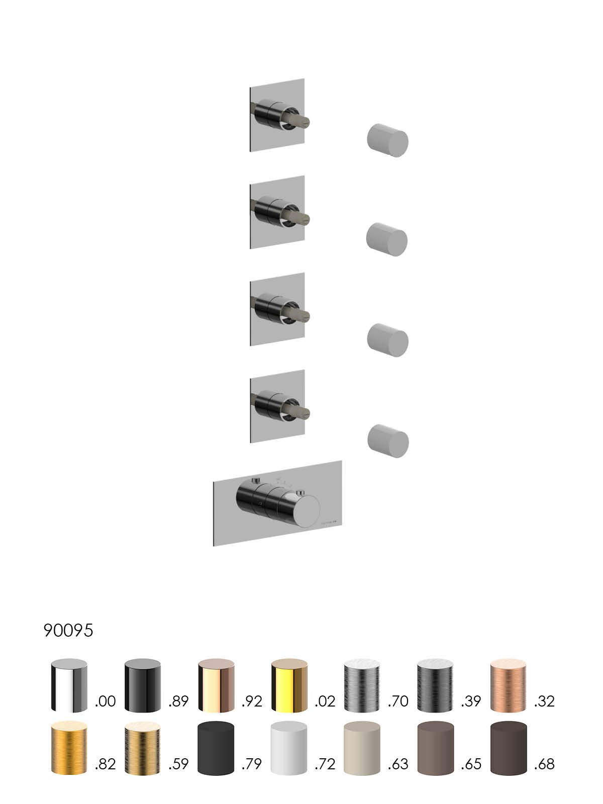 External components 4-way thermostatic built-in shower manifold